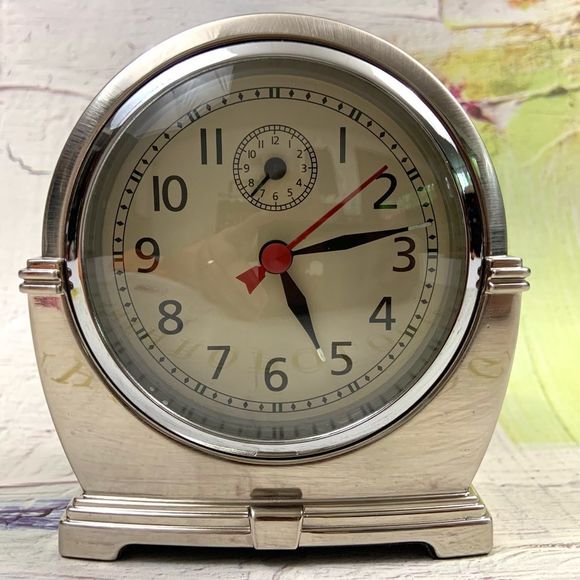 Pottery Barn Other Potterybarn Brushed Silver Vintage Alarm Clock